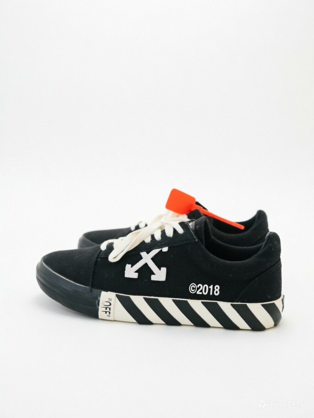 Off-White Low Top Sneakers in Black with White Accents